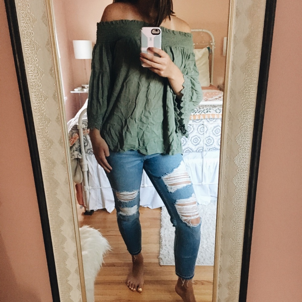 Off the shoulder Green Nordstrom Top